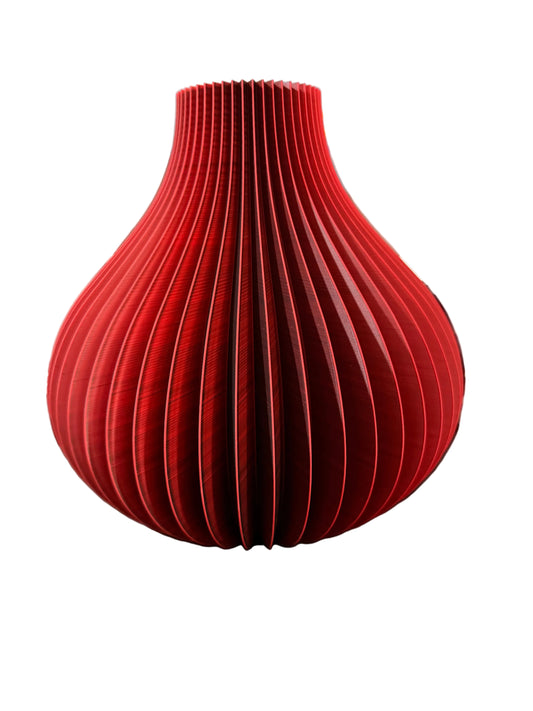 3D-Geprinte Design Vaas – Modern Ribbel Design – Rood/Zwart