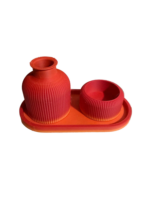 Minimalistische Ribbel Vaas Set
