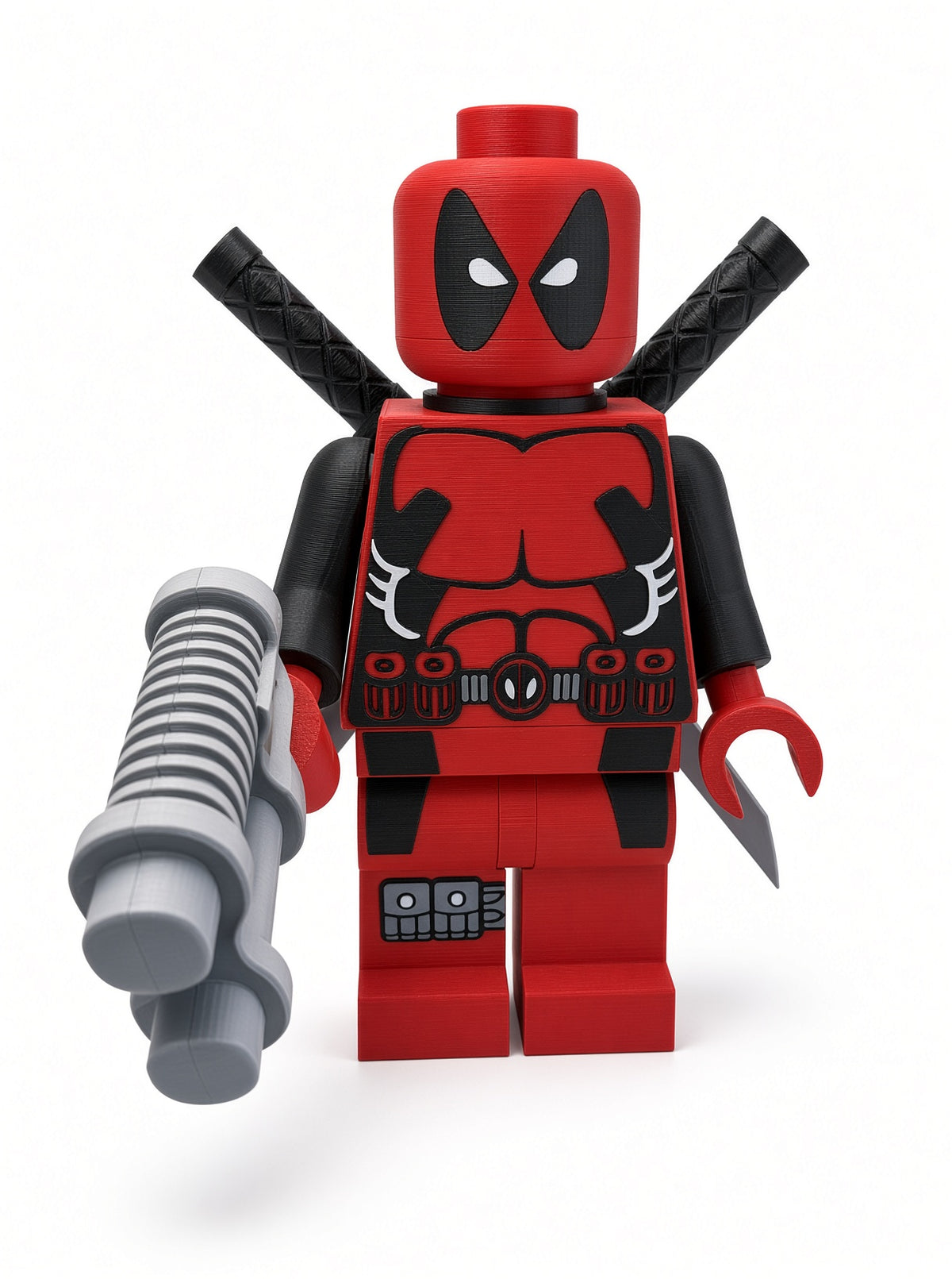 Deadpool brickfiguur – 3D-geprint pronkstuk | Displaystuk