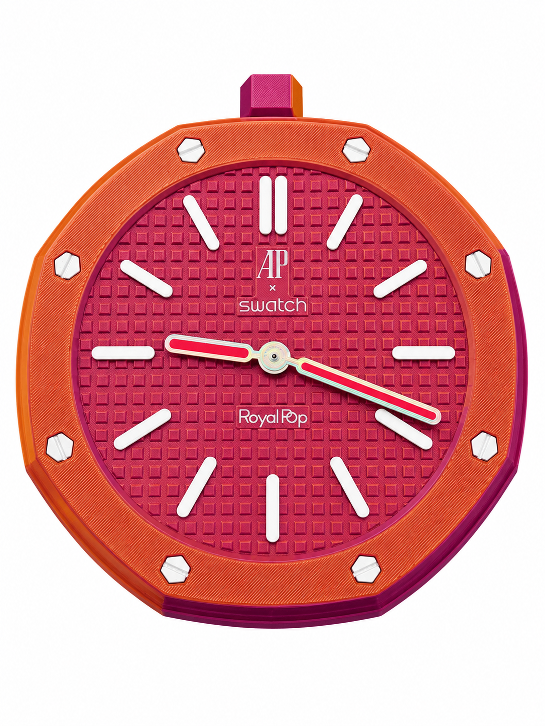 AP x Swatch Royal Pop Red Rainbow Custom Color - Wanduhr
