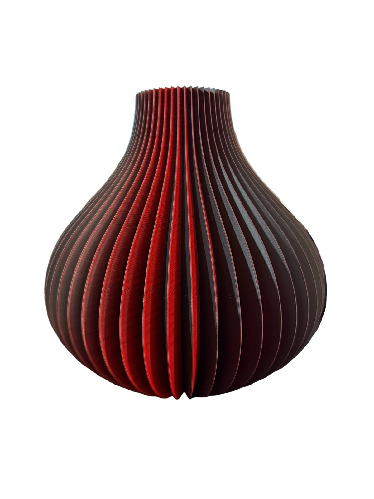 3D-Geprinte Design Vaas – Modern Ribbel Design – Rood/Zwart