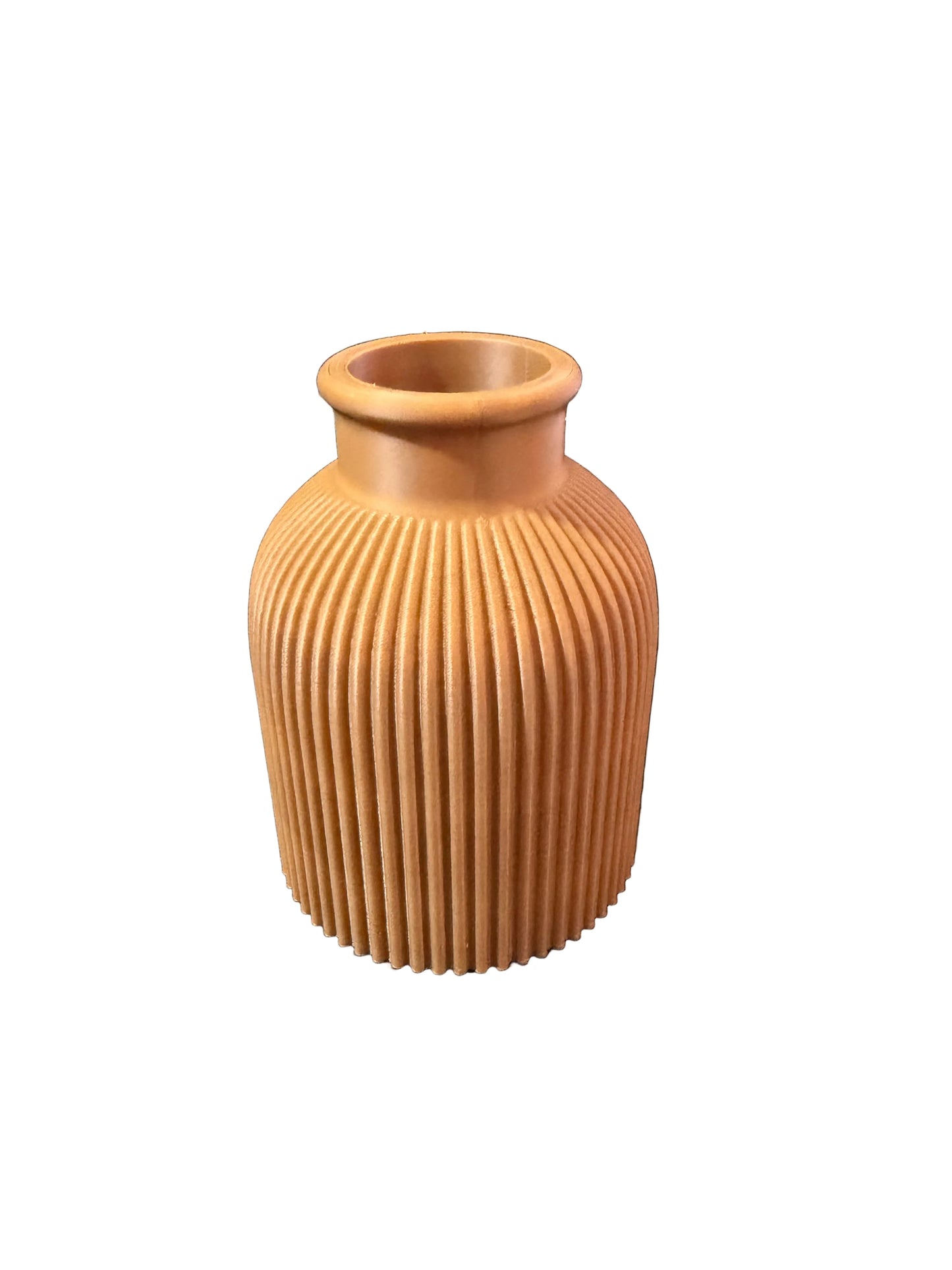 Moderne Geribbelde Designvaas – Terracotta