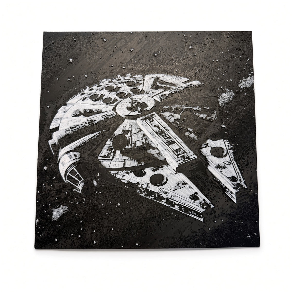 Millennium Falcon – HueForge painting | 3D-geprint wandstuk